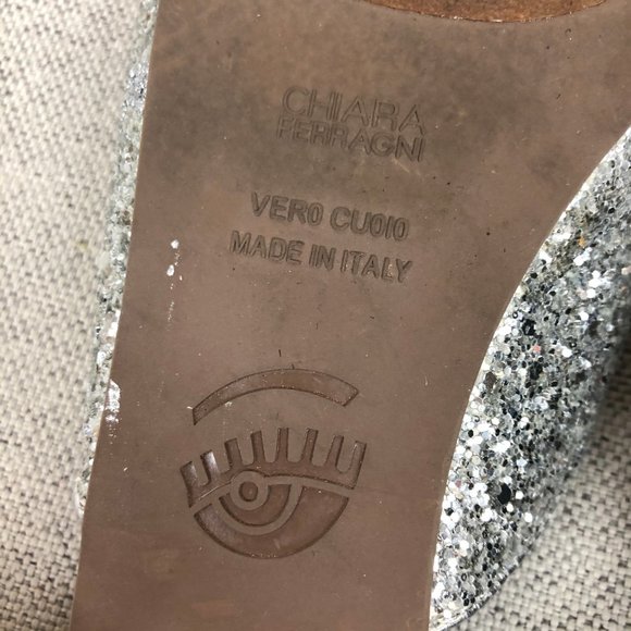 Chiara Ferragni Italy Wink Mules Silver 7 - Picture 9 of 9